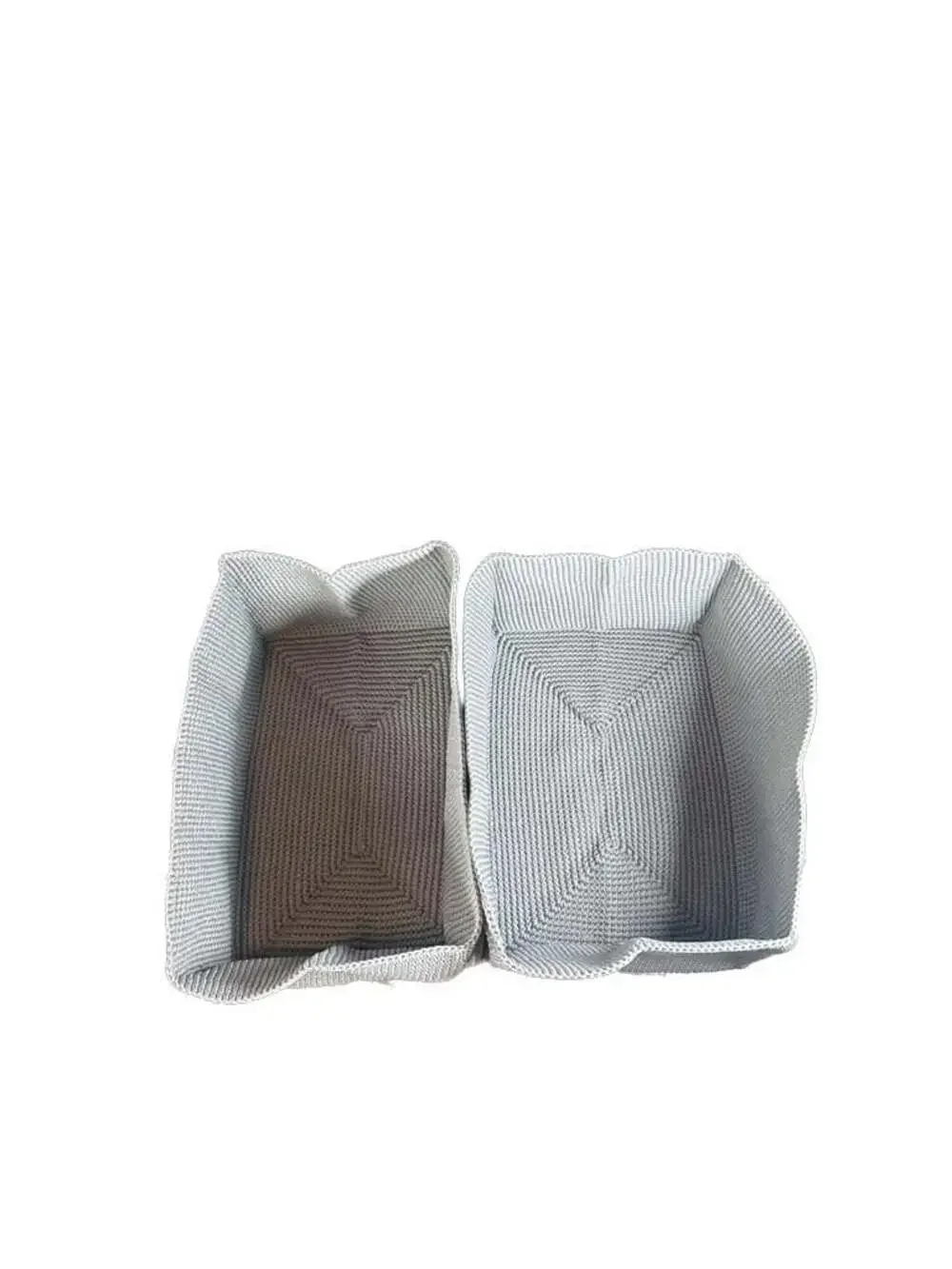 NWT Set of 2 Container Store Gray Rectangular Woven Knit Storage Baskets